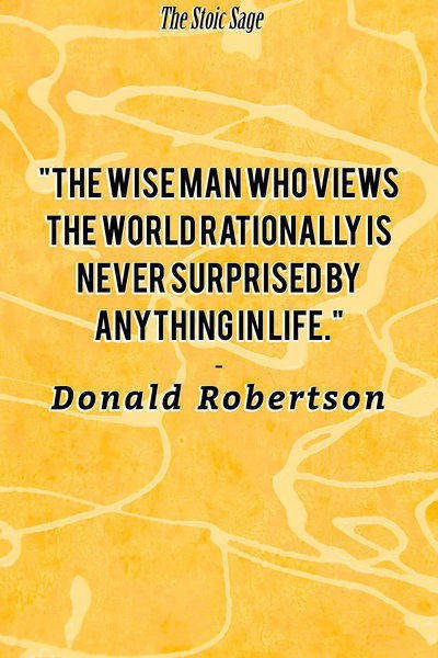"The wise man who views the world rationally is never surprised by anything in life." - Donald Robertson