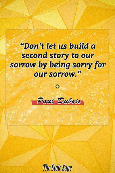 "Don't let us build a second story to our sorrow by being sorry for our sorrow." - Paul Dubois